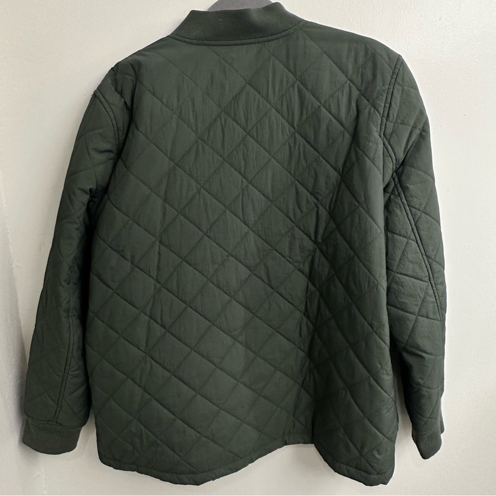 Levi's Women’s Green Diamond Quilted Bomber Jacket with Pink Lining Sz XL - Picture 8 of 10